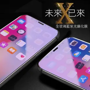iPhone XS Max 藍紫光非滿版9H防刮手機保護膜(3入 XSMax鋼化膜 XSMax保護貼)