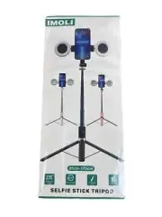 IMOLI BLACK 12-67" TELESCOPING SELFIE STICK TRIPOD W/ 2 MINI RING LIGHTS BLACK