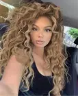 Natural Ombre Light Brown Long Wavy Curly Wigs for Women Wave Hair Free Part ...