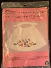 New VTG Paragon 1972 Jacobean Hostess Apron Creative Crewel Stitchery Kit 0655