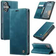 CaseMe iPhone 16 Classic PU Leather Folio Case Cover Apple iPhone16 [Teal Green]
