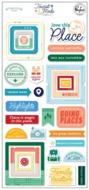 Pinkfresh Chipboard Stickers-Tourist Mode PF202623