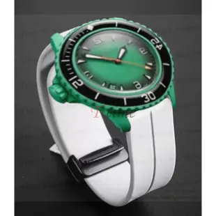 Blancpain 和 S-watch Co 品牌 Fifty Fathoms 矽膠磁性錶帶 Five Oceans 柔