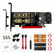 3in 1 Msata and M.2 NGFF NVME SATA SSD to PCI-E 4X and SATA3 Adapter w/ Heatsink