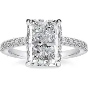 New 7.0ct Radiant Cut Engagement Ring, Simulated Diamond 925 Sterling Size 8.5