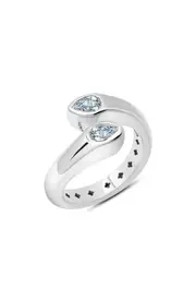 Crislu Pear Cut Cubic Zirconia Bypass Ring in Platinum at Nordstrom, Size 6