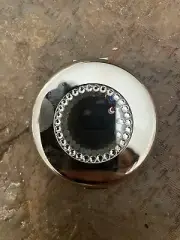 Retro Silver W/ Swarovski Crystals Round Mirror Compact