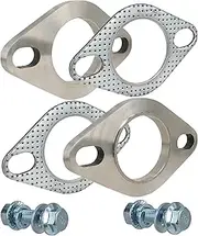 SHINTONES 1.88 Inch 2 Bolt Exhaust Flange and Gasket,Stainless Steel Exhaust Flange Connection Set with Flange Bolts and Nuts (48mm)