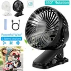 Portable 3 Speeds USB Rechargeable Mini Cooling Fan Clip On Desk Baby Stroller