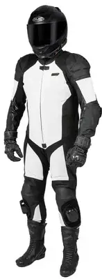 Noru Twenty-Eight Mens Leather Motorcycle 1-Piece Suit White/Black