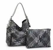 Carry Tote & Crossbody Set - Black & Grey Tweed