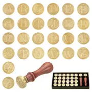 Alphabet Wax Seal Stamp Kit, A-Z Sealing Wax Stamp with 2pcs Wooden Handles