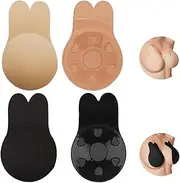 [KANGWFAN] 2 Pairs of Adhesive Backless Bra, Push Up Nipple Pads, Sticky Invisible Nipple Backless Bra, Reusable Breast Large Breasts Covers, Adhesive Boob Pads
