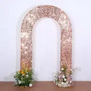 Efavormart 8ft Rose Gold Big Payette Sequin Open Arch Backdrop Cover, Double-...