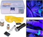 Ac Leak Detector Kit - Oil Leak Detection Kit, Auto Leak Detector Tool | Engine Oil Leak Detecting Tools, Car Leak Detector Tools with Fluorescent Agent Led Flashlight Goggles Syringe for Car