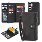 For Samsung Galaxy A15 A14 A54 A53 A12 Zipper Wallet Detachable Phone Case