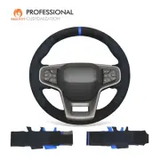 MEWANT Stitch Blue Mesh Alcantara Steering Wheel Cover for Ford Bronco 2021-2024
