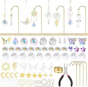 237 Pcs DIY Plant Suncatcher Kit Crystal Garden Suncatchers Hanging Prism Suncatcher for Window Gold DIY Suncatcher Kit Glass Colorful Butterfly Alloy Accessories Sun (237, Butterfly)