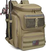HAMBOLY Fishing Backpack with Rod Holders, 40L Tackle Box Backpack for Fishing Gear and Equipment, Waterproof Fishing Tackle Bag for Men