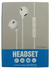 Headset 3.5mm Audio Jack Microphone Volume Noise Cancellation White Mobile Wired