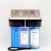 10" x 4.5" 2 Stages Big Blue Whole House Water Filter System ANTIBACTERIAL Gauge