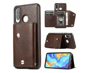 Case for Huawei P30 Lite, Leather Wallet Case With Card Pockets Back Flip Shockproof Cover Case-Brown