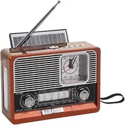 Aswalling Vintage Radio Solar Retro Radio USB Rechargeable, MP3 Player, Flashlight Speaker, Support Clock Radio, USB/TF Card