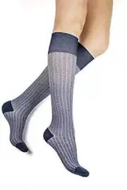 Dr. Comfort RejuvaSocks Herringbone Pattern Knee High Socks 20-30mmHg (Marine) X