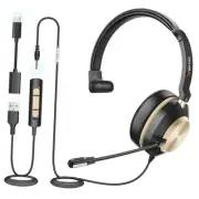 USB Headset with Microphone, Type-c/USB/3.5mm Jack 3-in-1 PC Headsets, Single