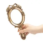 Rich Boxer Vintage Handheld Mirror Embossed Flower Hand Held Mirror Bronze
