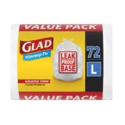 Glad Wavetop Tie Large Kitchen Tidy Bags, 72 Count, Fits 35L Bins