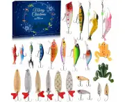 Fishing Advent Calendar 2024, 24x Fish Christmas Calendar Set, Fishing Lure Calendar Box Set, Advent Calendar Fishing Tackle Set, Advent Calendar For Fish