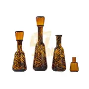 Glass S/3 Bottles Brown Indoor Outdoor Home Decor Tabletop Decoration