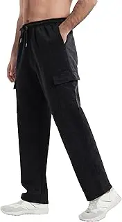 [AIFARLD] Men's Cargo Sweatpants Casual Baggy Sweat Pants for Men Straight Leg Lounge Drawstring with Pockets Open Bottom