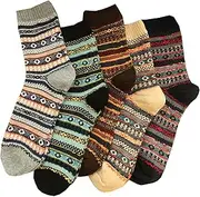 [Kvatppe] 5 Pairs mens Wool Socks Winter Soft Cozy Crew Socks Thick Warm Wool Knit Boots Socks for men