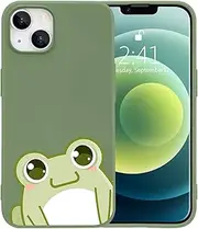 JOYLAND Cartoon Frog Phone Case for iPhone 7/8/SE 2020,Green Liquid Silicone Phone Case Funny Girly Case Soft Gel Rubber Full-Body Protective Microfiber Lining Shockproof Cover