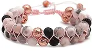 Anti Anxiety Bracelet for Women Pink Zebra Jasper Essential Oil Diffuser Bracelet Double-layer Pink Bracelet Yoga Mediation Bracelet Healing Bracelet Jewelry Gift