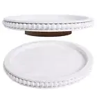 HPC Decor 12 Inch Beaded Lazy Susan- Wooden Lazy Susan Organizer- Farmhouse Tabl