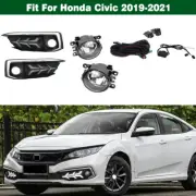 LED Daytime Running Lights Fog Lamp Covers Wire Switch For Honda Civic 2019-2021