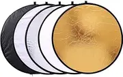 60cm Light Reflectors for Photography 5 in 1 Reflector Photography Collapsible Photography Diffuser Portable Photography Light Reflector Studio Outdoor Lighting Gold Silver White Black Translucent