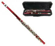 Merano Student 16 Hole C Flute with Carrying Case _ Accessories ~ Red