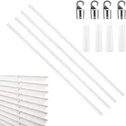 Vertical Blinds Replacement Parts,12 Inch Strong Tilt Stable Design - 4 Replacement Rods Vertical Stick with Hook and Handle for Window Curtains Door Shades Opener