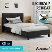ALFORDSON Bed Frame Queen Double King Single Base Wooden Slats Fabric Charcoal King Single
