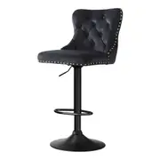 1x Velvet Bar Stool Adjustable Height Nailhead Trim Kitchen Counter Stool