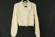 NASTY GAL Women's Size M Fluffy Collar Button Top & Short Lounge Set Cream NWT
