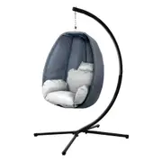 Outdoor Hanging Swing Chair Egg Hammock Rattan Wicker - Grey