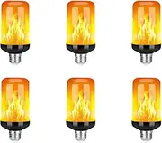 Mellisso 6X LED Flame Effect Light Bulb E27,Decorative Flickering Realistic Fire Lights Bulb,Festival Decoration Lamp,Black-B
