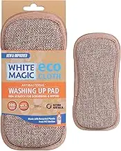White Magic Dish Cleaning Microfibre Eco Cloth Washing Up Pad, Non Scratch, Rough Scrubbers Side for Non-Stick Cookware, Soft Scrub Side for Dishes (Pebble)