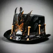 Halloween Vooddo Feather Black TOP Hat Cosplay Costume For Men and Women DressUP
