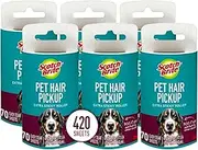 Scotch-Brite Pet Extra Sticky Lint Roller for Pet Hair, Furniture, and Clothes, 6 Roller Refills, 420 Sheets, White